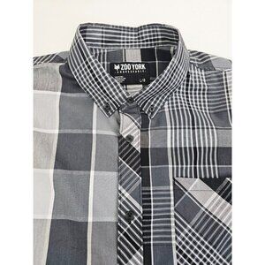 Zoo York Size Large Mens Black Gray White Check Pocket Logo Long Sleeve Shirt